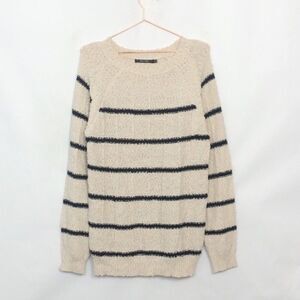 Doe & Rae striped sweater cream and black like new large 22E